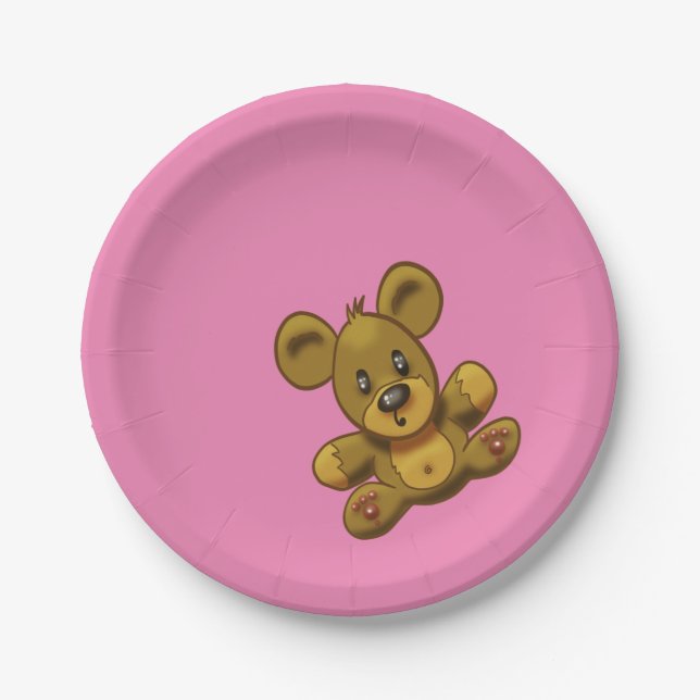 Teddy Bear auf rosa Pappteller (Vorderseite)