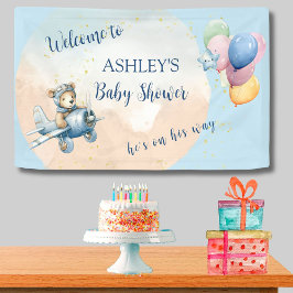 Teddy Bear Aviator Babydusche Banner