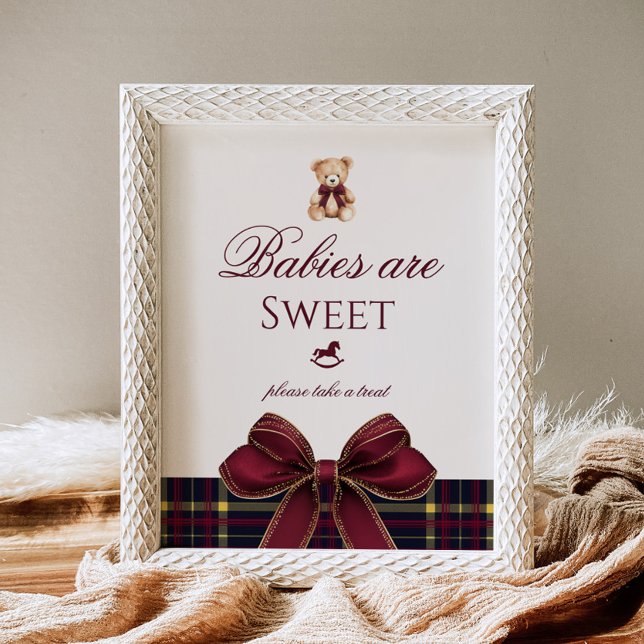 Teddy Bear Babies are sweet Red Bow Plaid Poster (Von Creator hochgeladen)