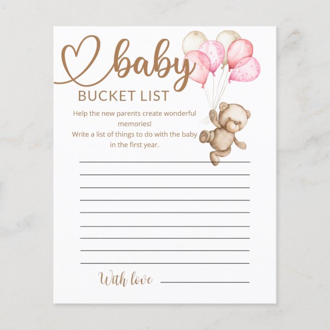 Teddy Bear Baby Bear Baby Shocket List (Vorderseite)