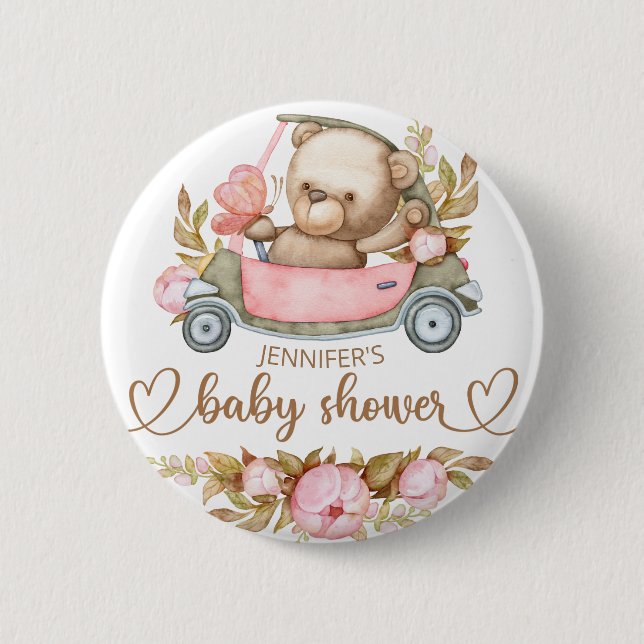 Teddy Bear Baby Bear Baby Shooter Floral Button (Vorderseite)