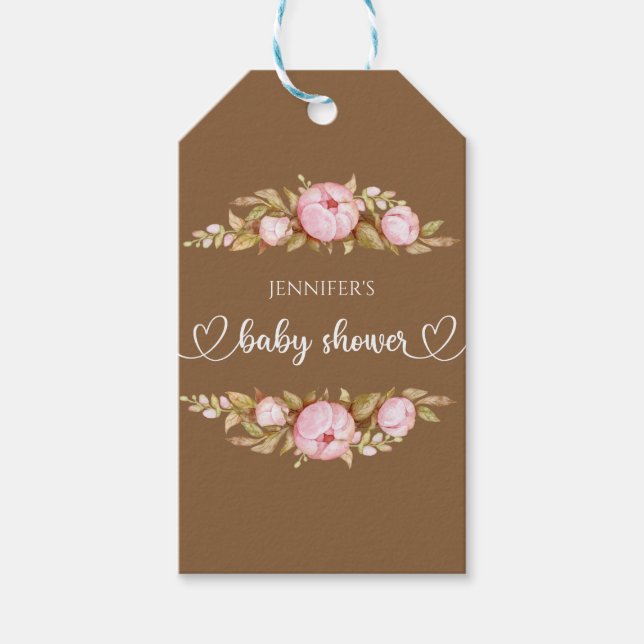 Teddy Bear Baby Bear Baby Shooter Floral Geschenkanhänger