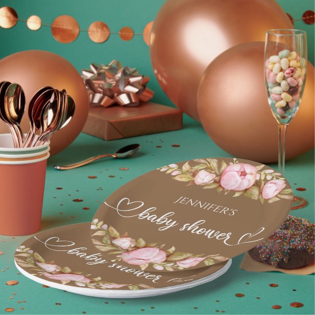 Teddy Bear Baby Bear Baby Shooter Floral Pappteller (Multi)