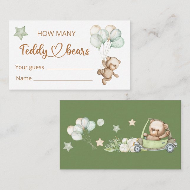 Teddy Bear Baby Bear Baby Shooting Card Begleitkarte (Vorne/Hinten)