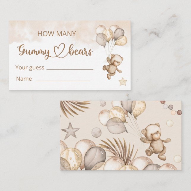 Teddy Bear Baby Bear Babydusche Begleitkarte (Vorne/Hinten)