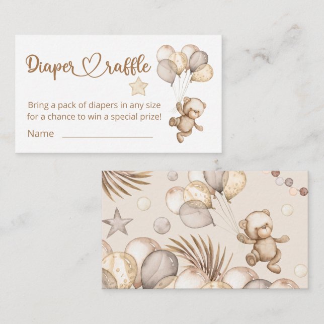 Teddy Bear Baby Bear Babydusche Windelwanne Windel Begleitkarte (Vorne/Hinten)