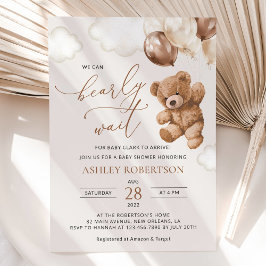 Teddy Bear, Baby Bear, Braun, Babydusche Einladung