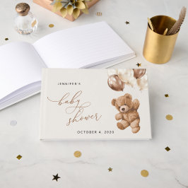 Teddy Bear, Baby Bear, Braun, Babydusche Gästebuch