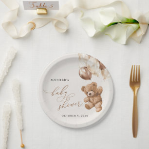 Teddy Bear, Baby Bear, Braun, Babydusche Pappteller