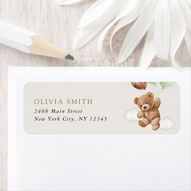 Teddy Bear, Baby Bear, Grüne Balloons, Babydusche (Insitu)