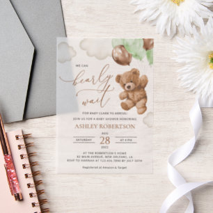 Teddy Bear, Baby Bear, Grüne Balloons, Babydusche