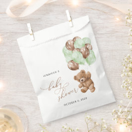 Teddy Bear, Baby Bear, Grüne Balloons, Babydusche Geschenktütchen