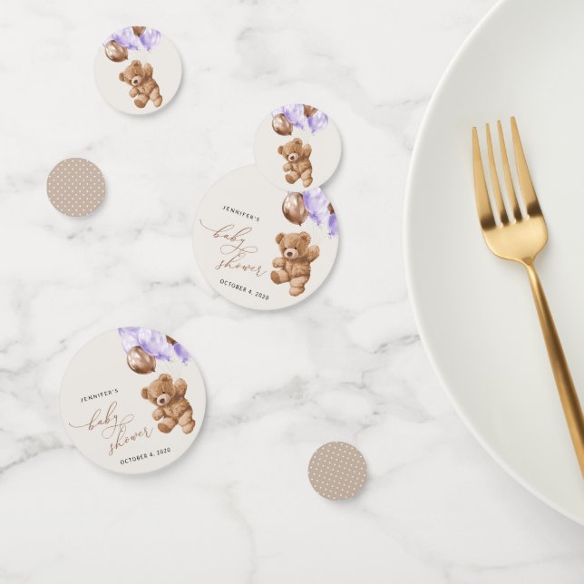 Teddy Bear, Baby Bear, Lila Ballon, Babydusche Konfetti (Gruppe)