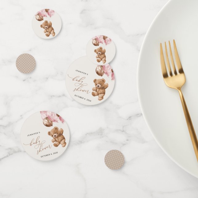 Teddy Bear, Baby Bear, Pink Balloons, Babydusche Konfetti (Gruppe)