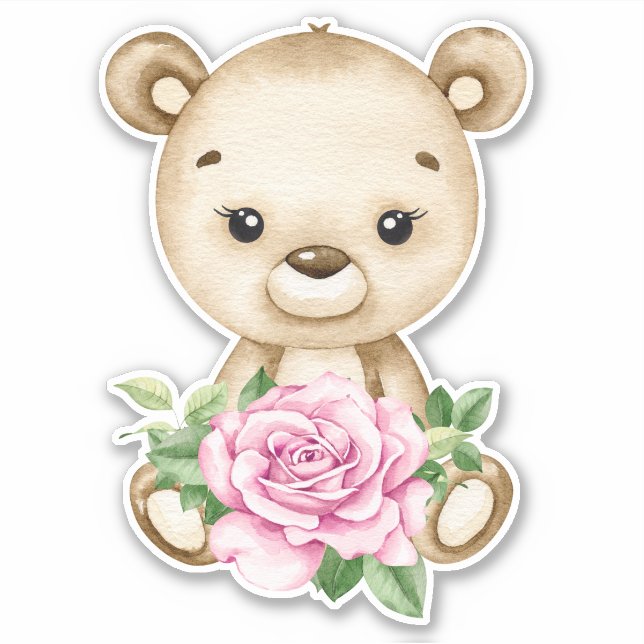 Teddy Bear Baby Bear Pink Süße Tier Sticker (Vorderseite)