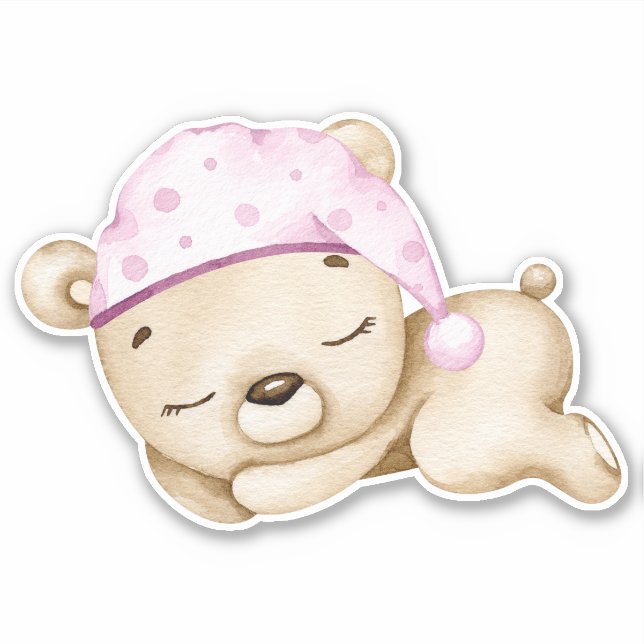 Teddy Bear Baby Bear Pink Süße Tier Sticker (Vorderseite)