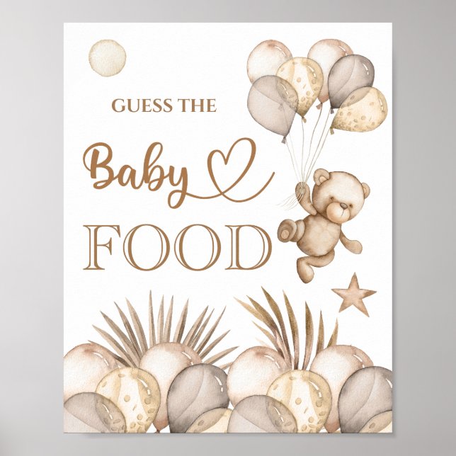 Teddy Bear Baby Bear "Raten Sie das Baby Food" Poster (Vorne)