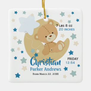 Teddy Bear Baby Boy Birth Stände Keramikornament