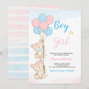 Teddy Bear Baby Boy Girl Dusche Einladung