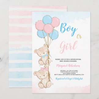 Teddy Bear Baby Boy Girl Dusche Einladung