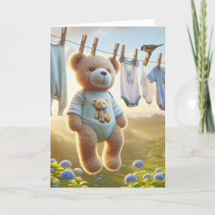 Teddy Bear Baby Boy Glückwünsche Karte