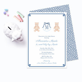 Teddy Bear Baby Boy Shower Classigram Einladung