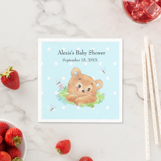 Teddy Bear Baby Boy Theme Serviette (Beispiel)