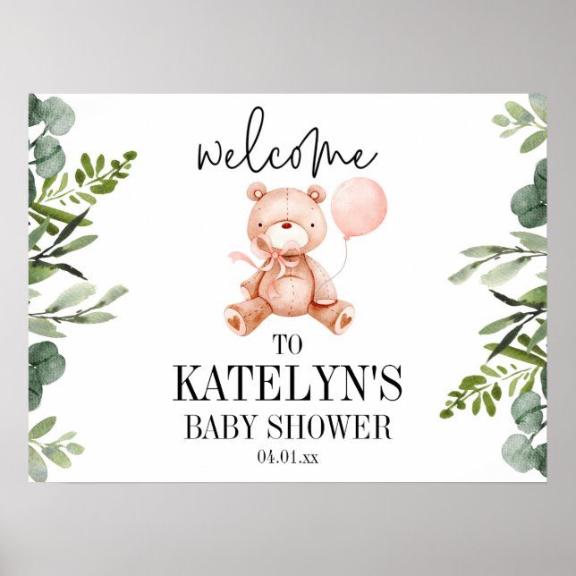 Teddy Bear Baby Dusche Begrüßungszeichen Plakat (Vorne)