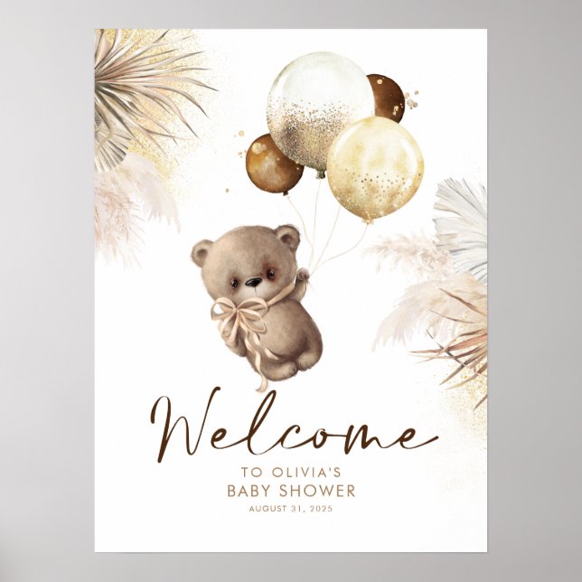 Teddy Bear Baby Dusche Begrüßungszeichen Poster (Vorne)