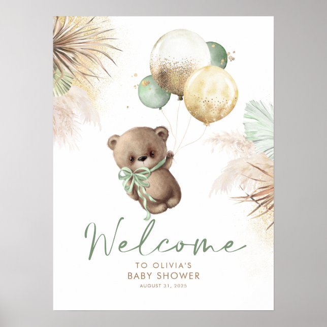 Teddy Bear Baby Dusche Begrüßungszeichen Poster (Vorne)
