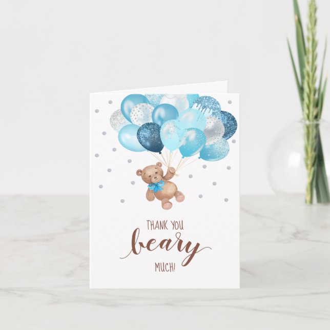 Teddy Bear Baby Dusche Danke Beary Much Card (Vorderseite)