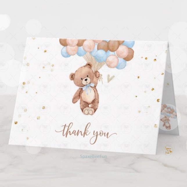 Teddy Bear Baby Dusche danke Gehäuse Karte (Teddy bear baby shower thank you card, baby shower enclosure card, teddy bear-themed baby shower, th)
