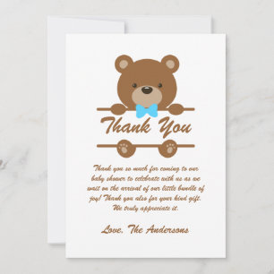 Teddy Bear Baby Dusche Danke Karte