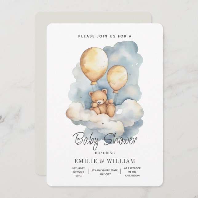 Teddy Bear Baby Dusche einladen, wir können frühze Einladung (Vorne/Hinten)