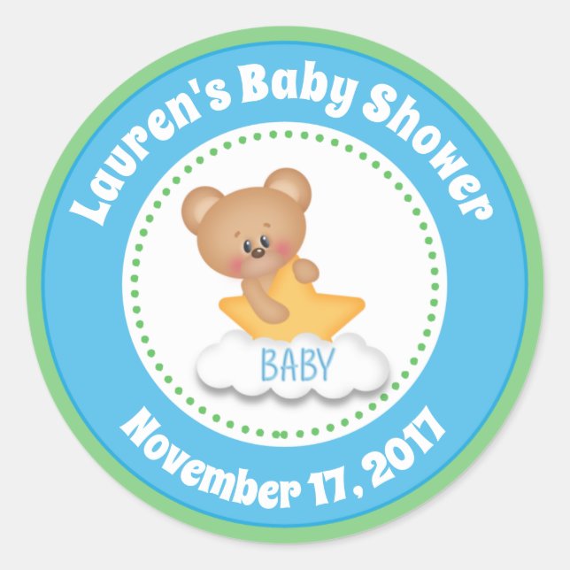 Teddy Bear Baby Dusche Gefallen Stickers Baby Bear (Vorderseite)