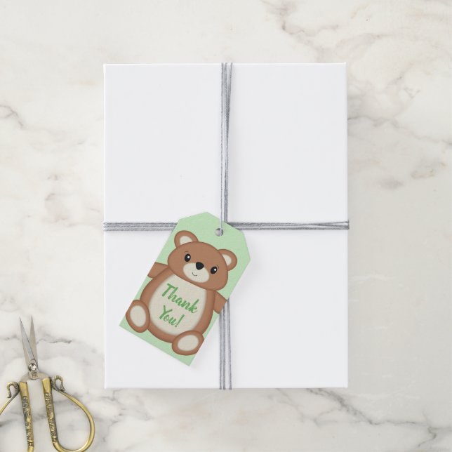 Teddy Bear Baby Dusche Geschenkanhänger (Mit Garn)