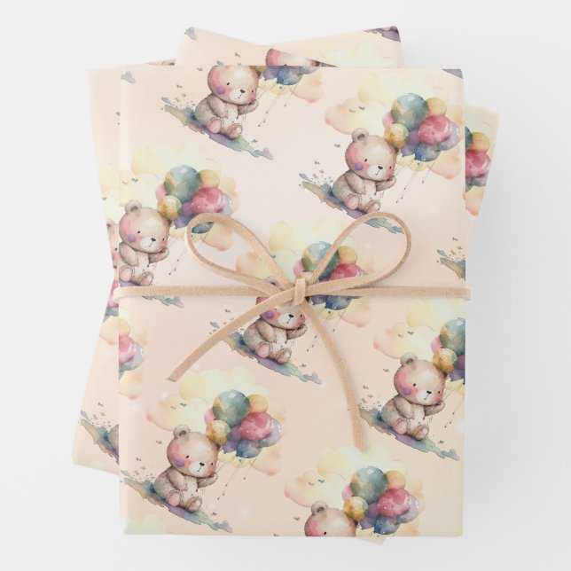 Teddy Bear Baby Dusche Geschenkpapier Set (Beispiel)
