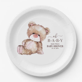 Teddy Bear Baby Dusche, Girl Pink Bear Baby Dusche Pappteller