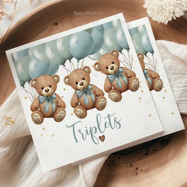 Teddy Bear Baby Dusche ist TRIPLETS Serviette (teddy bear baby shower napkins, triplets baby shower decor, its triplets party napkins, cute bear ba)