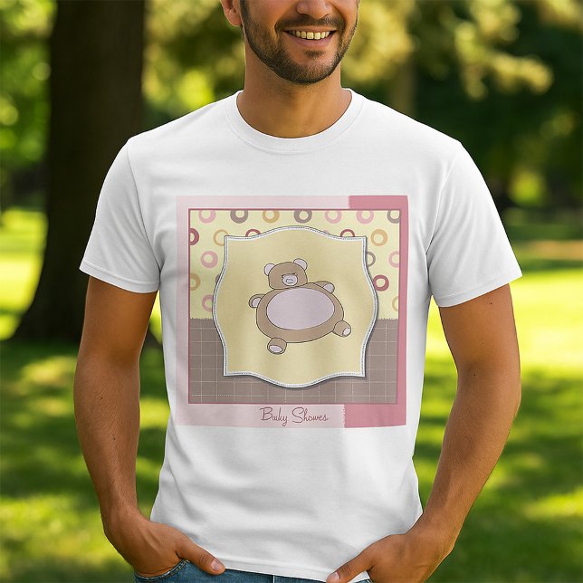 Teddy Bear Baby Dusche mit Retro Circles T-Shirt (Von Creator hochgeladen)