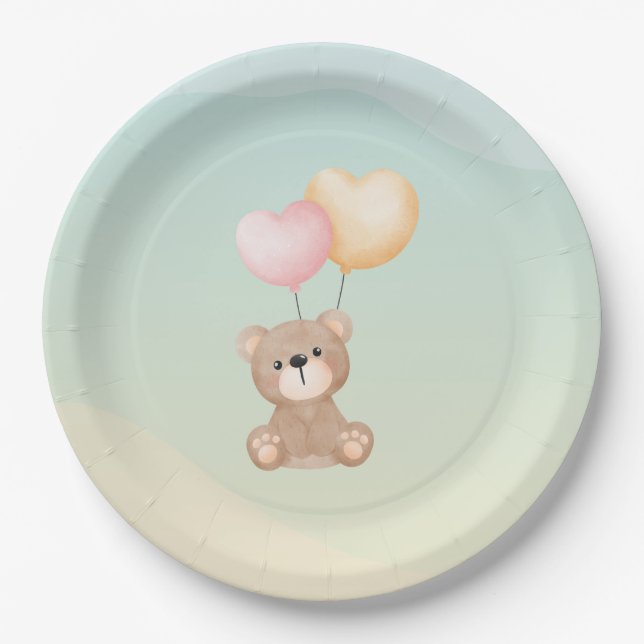Teddy Bear Baby Dusche Napkins Pappteller (Vorderseite)