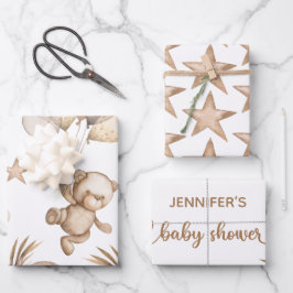 Teddy Bear Baby Dusche Packpapier Blätter