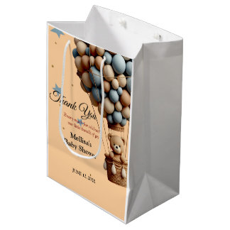 Teddy Bear Baby Dusche Pastell Heißluftballon Mittlere Geschenktüte