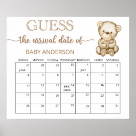 Teddy Bear Baby Dusche Ratschlag Fälligkeitsdatum Poster