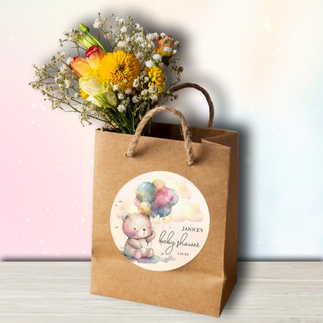 Teddy Bear Baby Dusche Runder Aufkleber (Von Creator hochgeladen)