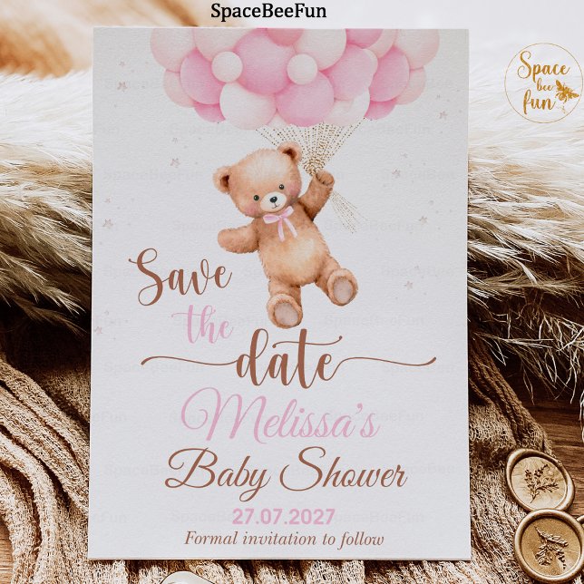 Teddy Bear Baby Dusche Save the Date wir können fr Einladung (teddy bear baby shower,save the date,baby shower girl,bear invitation,boho bohemian bear,we can b)