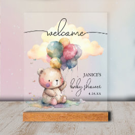 Teddy Bear Baby Dusche Willkommen Acrylschild
