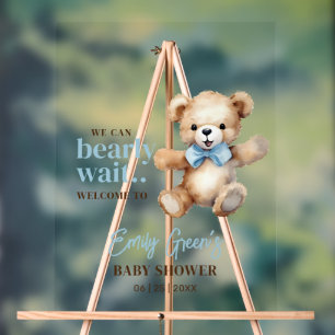 Teddy Bear Baby Dusche, wir können frühzeitig abwa Acrylschild