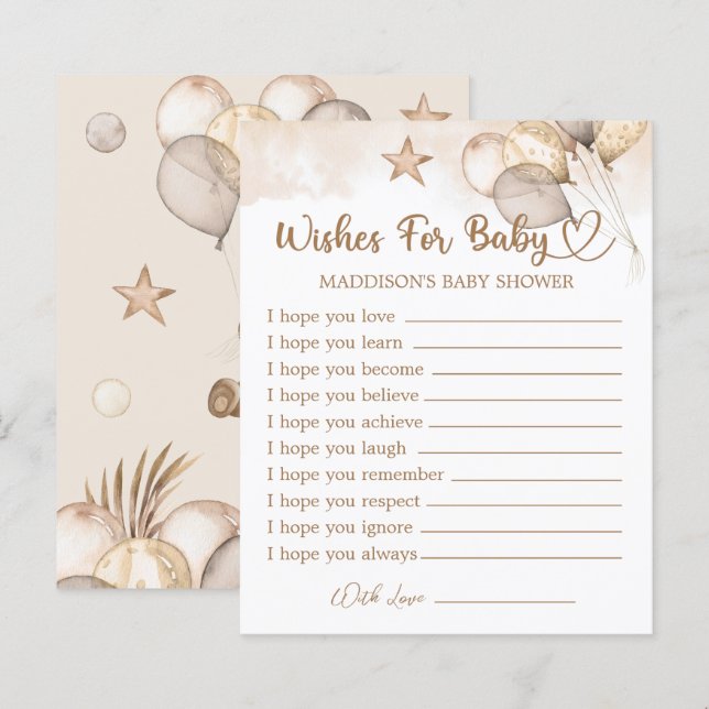 Teddy Bear Baby Dusche Wünsche für Babykarte (Vorne/Hinten)