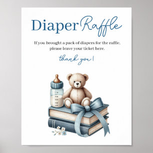 Teddy Bear Baby Duschkabine Windeln Raffle Schild